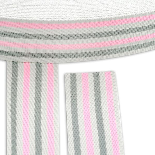 Hochw. BAUMWOLL-GURTBAND, Streifen, rosa-grau, 40mm breit - beidseitig - für Taschen uvm