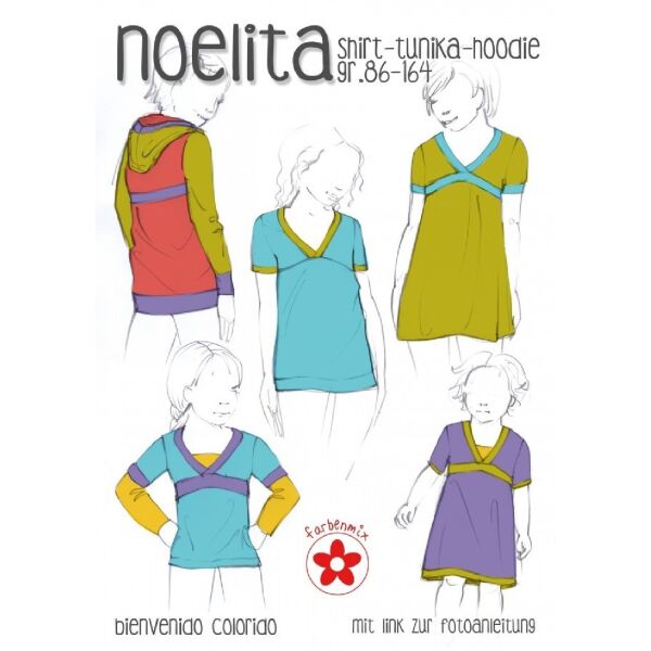 farbenmix & bienvenido colorido NOELITA Kinder Shirt Tunika Hoodie, Gr. 86-164