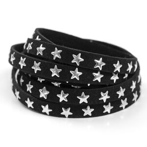 NIETENBAND mit Sternen - so cool! Schwarz, Kunstleder - Highlight für Tasche, Armband & Co