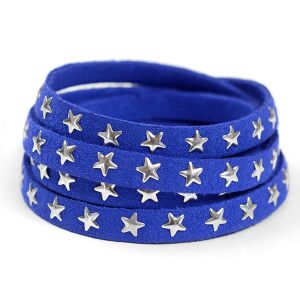 NIETENBAND mit Sternen - so cool! Royalblau, Kunstleder - Highlight für Tasche, Armband & Co