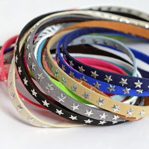NIETENBAND mit Sternen - so cool! Royalblau, Kunstleder - Highlight für Tasche, Armband & Co