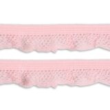 elastische Rüsche mit Häkelwellen - rosa, 14mm breit, TOP-Qualität
