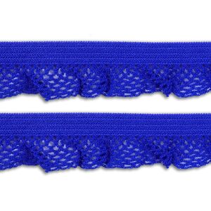 elastische Rüsche mit Häkelwellen - royalblau, 14mm breit, TOP-Qualität
