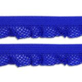 elastische Rüsche mit Häkelwellen - royalblau, 14mm breit