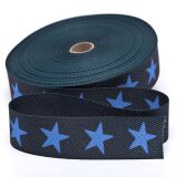 Hochw. GURTBAND - STERN, anthrazit/ blau, 30mm breit - ideal für Taschen, Schlüsselband & Co