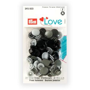 30 Stück Prym Love, Druckknopf Color,12,4mm, grau