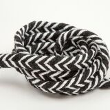 geflochtene Baumwollkordel - Fischgräten Muster - Highlight für Taschen, Schmuck, Gürtel & co, weiß schwarz