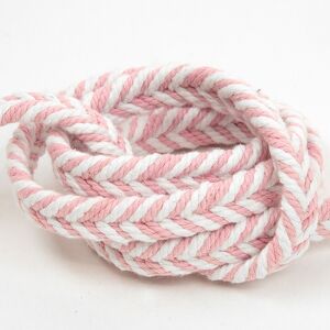 geflochtene Baumwollkordel - Fischgräten Muster - Highlight für Taschen, Schmuck, Gürtel & Co, weiß rosa