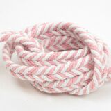 geflochtene Baumwollkordel - Fischgräten Muster - Highlight für Taschen, Schmuck, Gürtel & Co, weiß rosa