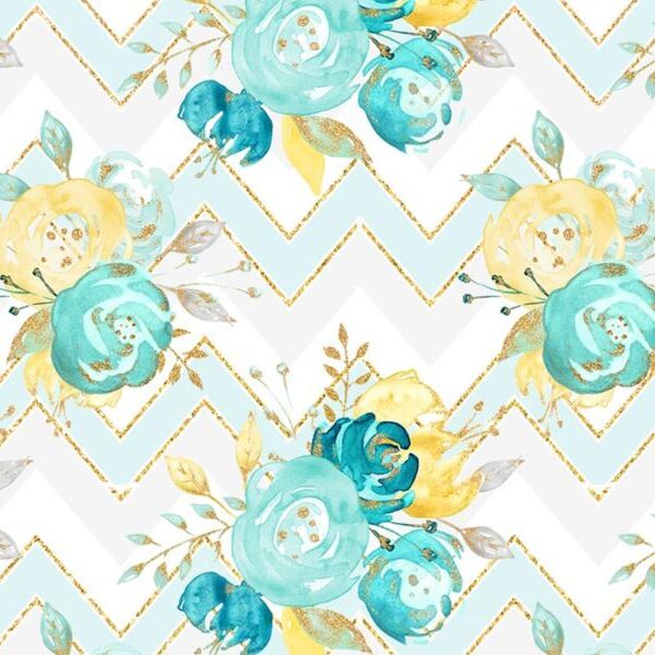 Bio-Jersey, chevron roses, gold mint collection by BioBox