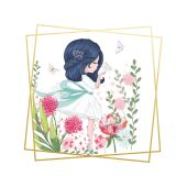 Bio-Jersey flower romance Panel, Flower Girl