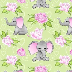 Bio-Jersey, süße Elefanten Blumen, Flower elephants, by...