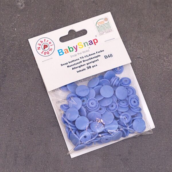 BabySnap T5 Druckknöpfe, 30 Stück (12,4mm), B48, glänzend, hellblau