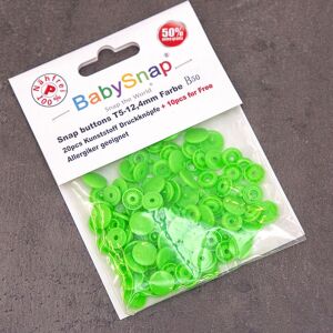 BabySnap T5 Druckknöpfe, 30 Stück (12,4mm), B50, glänzend, neon grün