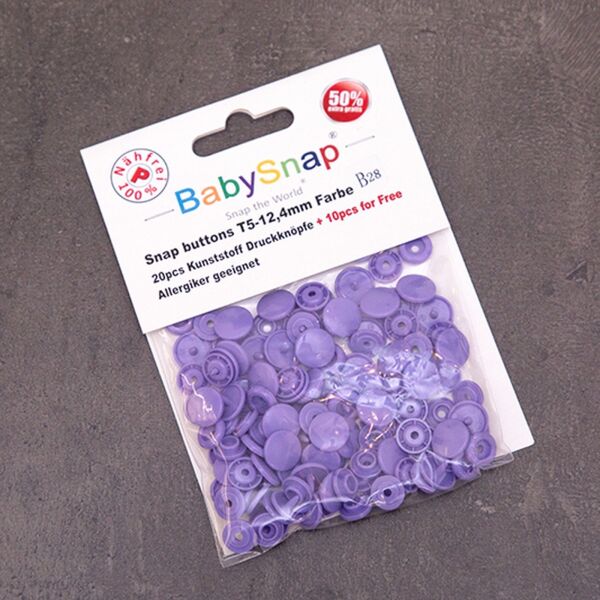 BabySnap T5 Druckknöpfe, 30 Stück (12,4mm), B28, glänzend, lila