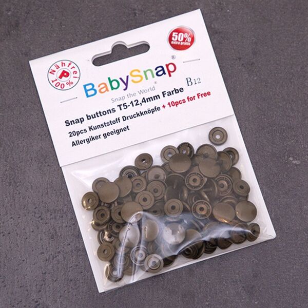 BabySnap T5 Druckknöpfe, 30 Stück (12,4mm), B12, glänzend, bronze