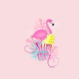 Bio-Jersey, Summer Flamingo PANEL, Tropical Flamingo