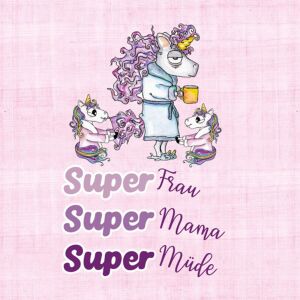 Bio-Jersey, müde Super Mama, XL Panel für Große, rosa, walking mom