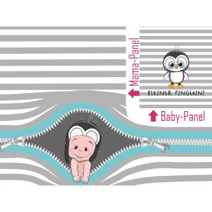 Bio-Jersey Baby-stripes Kombi Pinguin - grau,...