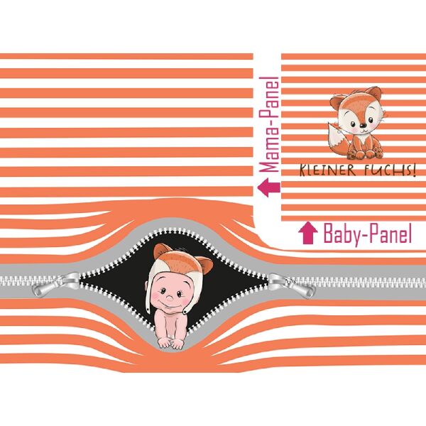 Bio-Jersey Mama-stripes Kombi FUCHS orange, Blockstreifen bald-Mama-Serie by BioBox
