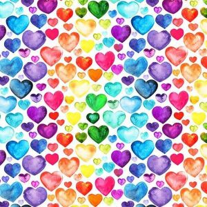 Bio-Jersey, rainbow hearts watercolor