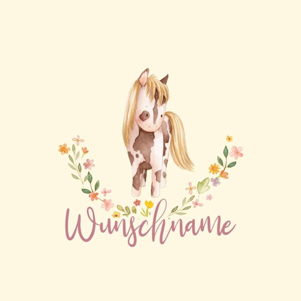 Bio-Jersey WUNSCHNAME Panel little Cowgirl, creme