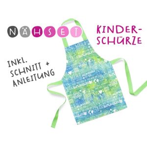 Nähset Kinder-Schürze, SuperBruder, grün, inkl. Schnittmuster + Anleitung
