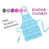 Nähset Kinder-Schürze, SuperKind, blau mint, inkl. Schnittmuster + Anleitung