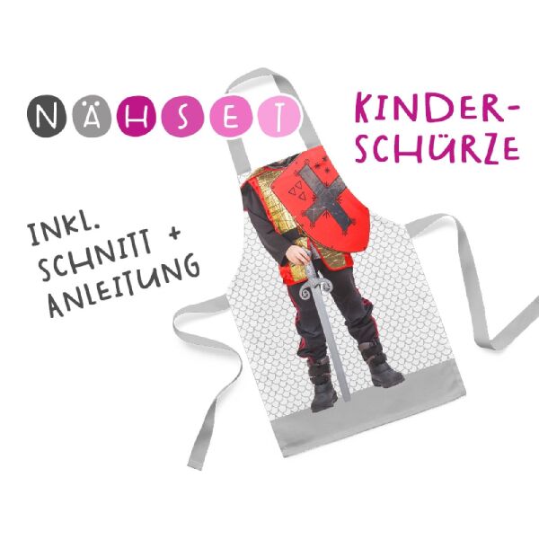 Nähset Kinder-Schürze, Ritter, inkl. Schnittmuster + Anleitung