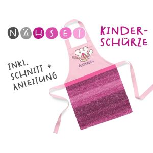 Nähset Kinder-Schürze, Backkönigin, inkl. Schnittmuster + Anleitung