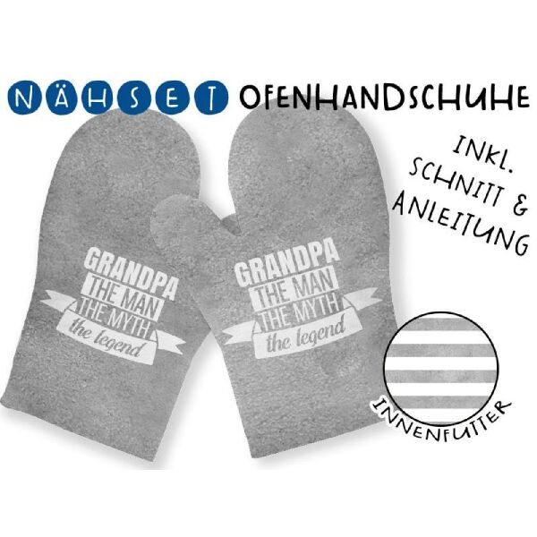 Nähset Ofenhandschuhe (1 Paar), Grandpa, inkl. Schnittmuster + Anleitung