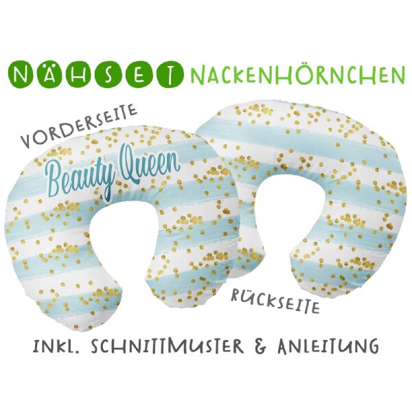 Nähset Nackenhörnchen Beauty Queen fake Glitzer, inkl. Schnittmuster & Anleitung