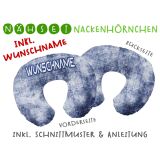 Nähset WUNSCHNAME Nackenhörnchen jeans look, inkl. Schnittmuster & Anleitung