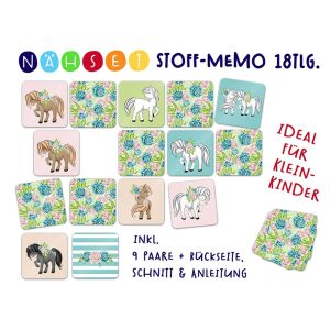 Nähset 18-tlg. Stoff-Memo, Ponyglück, BIO-Jersey by Biobox