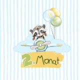 Bio-Jersey MONATS- Panel, 2 Monat, Cute Animals