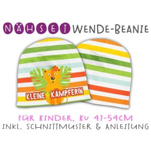 Nähset Wende-Beanie, KU 47-54cm, Starke Kids, Bio-Jersey