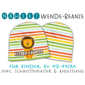 Nähset Wende-Beanie, KU 42-49cm, Starke Kids, Bio-Jersey...
