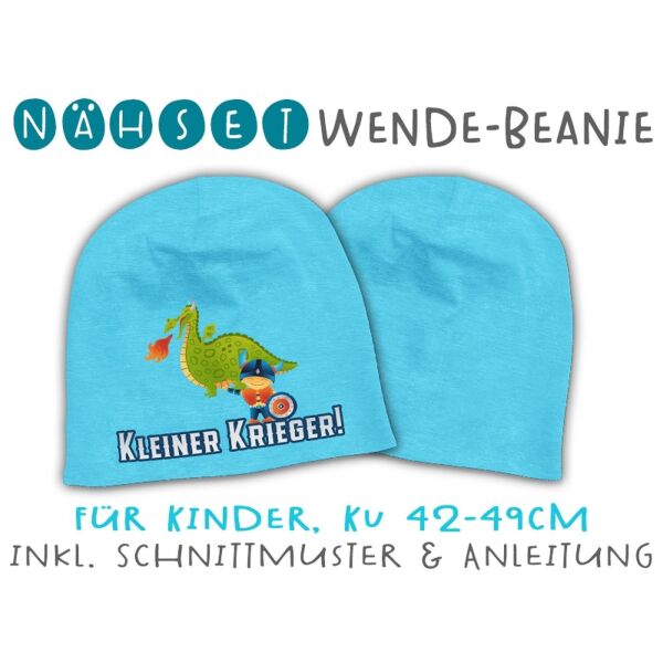 Nähset Wende-Beanie, KU 42-49cm, Starke Kids, Bio-Jersey