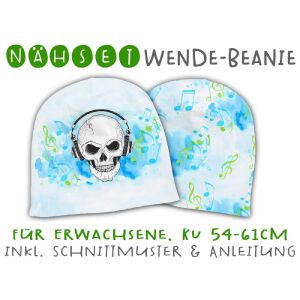 Nähset Erwachsenen Wende-Beanie, KU 54-61cm, Skulls II,...