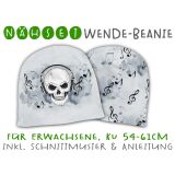 Nähset Erwachsenen Wende-Beanie, KU 54-61cm, Skulls II, Bio-Jersey