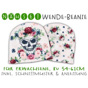 Nähset Erwachsenen Wende-Beanie, KU 54-61cm, Skulls...