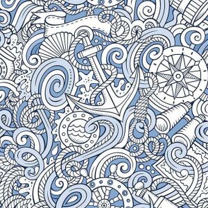 Bio-Sommersweat, sea doodle jeansblau, maritim, by BioBox