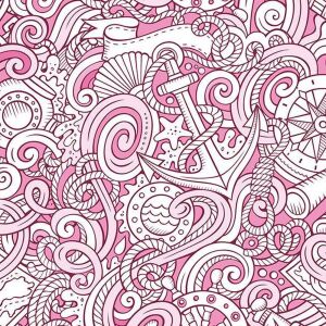 Baumwolle, sea doodle rosa, hochw. Popeline
