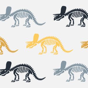 Bio-Jersey, Dinosaurier Skelette auf grau
