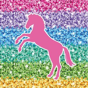 Bio-Jersey, Pferde Panel, Rainbow Fakeglitzer Stripes