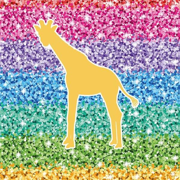 Bio-Jersey, Giraffen Panel, Blockstreifen Rainbow Fakeglitzer Stripes