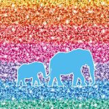 Bio-Jersey, Elefanten Panel, Blockstreifen Rainbow Fakeglitzer Stripes
