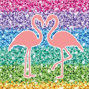 Bio-Sommersweat Flamingo Panel, Blockstreifen Rainbow...