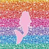 Bio-Sommersweat Meerjungfrau Panel, Blockstreifen Rainbow Fakeglitzer Stripes