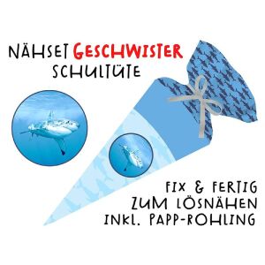 Nähset Geschwister-Schultüte Hai, mit Rohling,...